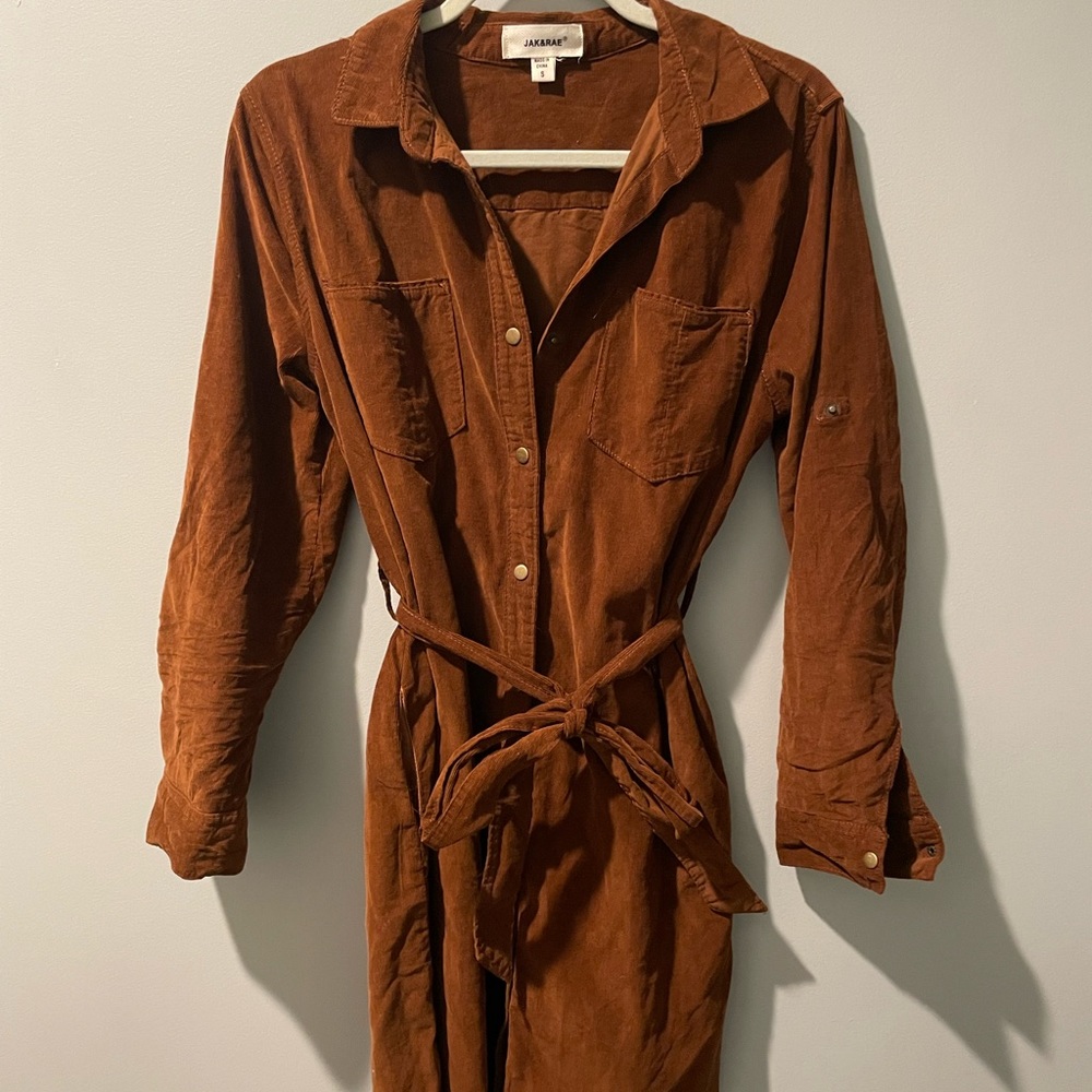 Brown Shirt Dress With Belt